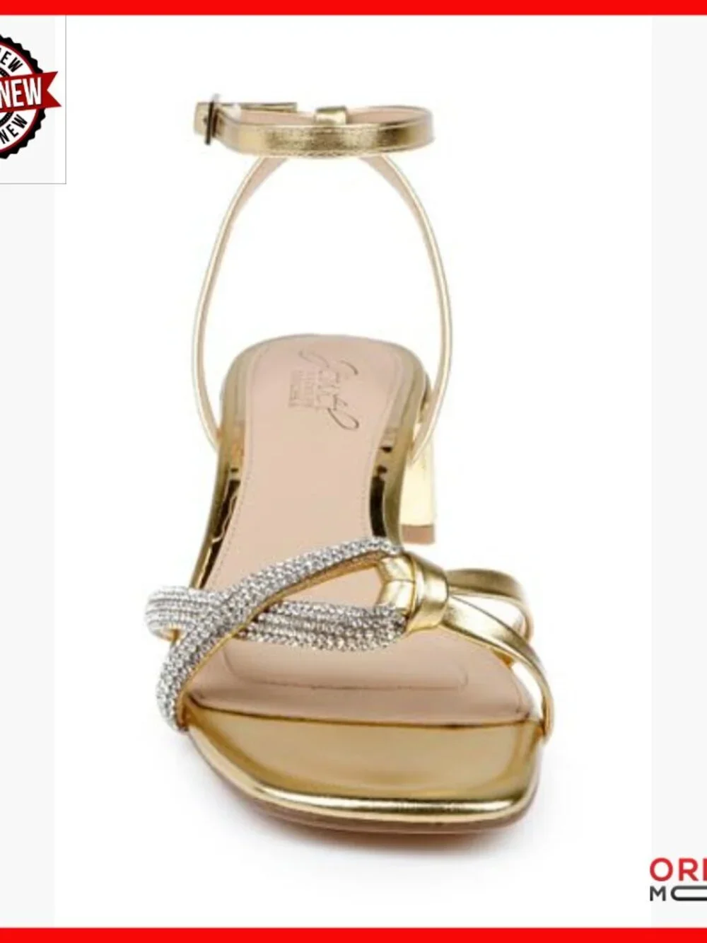 Low Block Heel Sandals with Keyhole Detail, Size 8